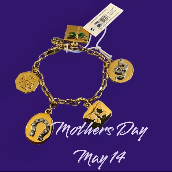 Tory Burch NEW TAGS Sylbie Charm Hummingbird Logo Bracelet Gold Christmas Gift - Picture 6 of 8